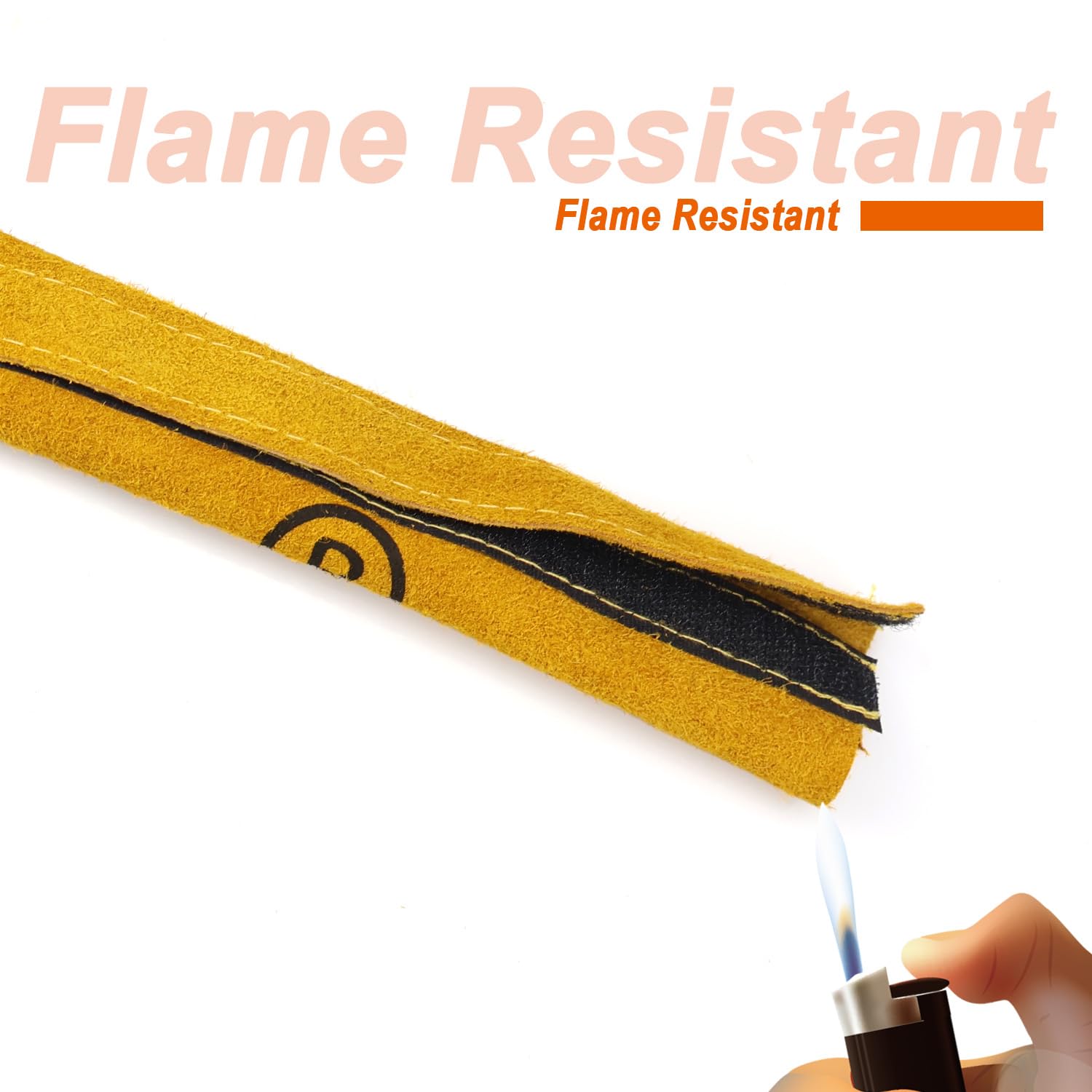 Cubierta de cable de antorcha de soldadura TIG, cubierta amarilla de cuero resistente al fuego, 275 x 4 pulgadas (23 pies de longitud)