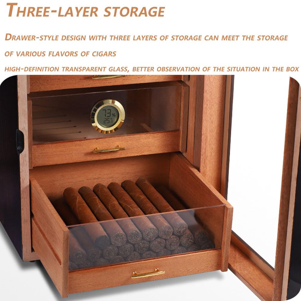 Humidor Do Cygar, Podszewka Cedrowa I PrzekłAdki Humidor Z Higrometrem I NawilżAczami, BłYszcząCe WykońCzenie Fortepianowe, Akcesoria Do Cygar, Prezenty Cygarowe Dla MężCzyzn
