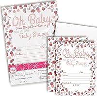 Vista 10 de AmandaCreation - Invitaciones de baby shower de Little Star de color rosa y plateado para niñas, 20 tarjetas de relleno de 5 x 7 con veinte sobres