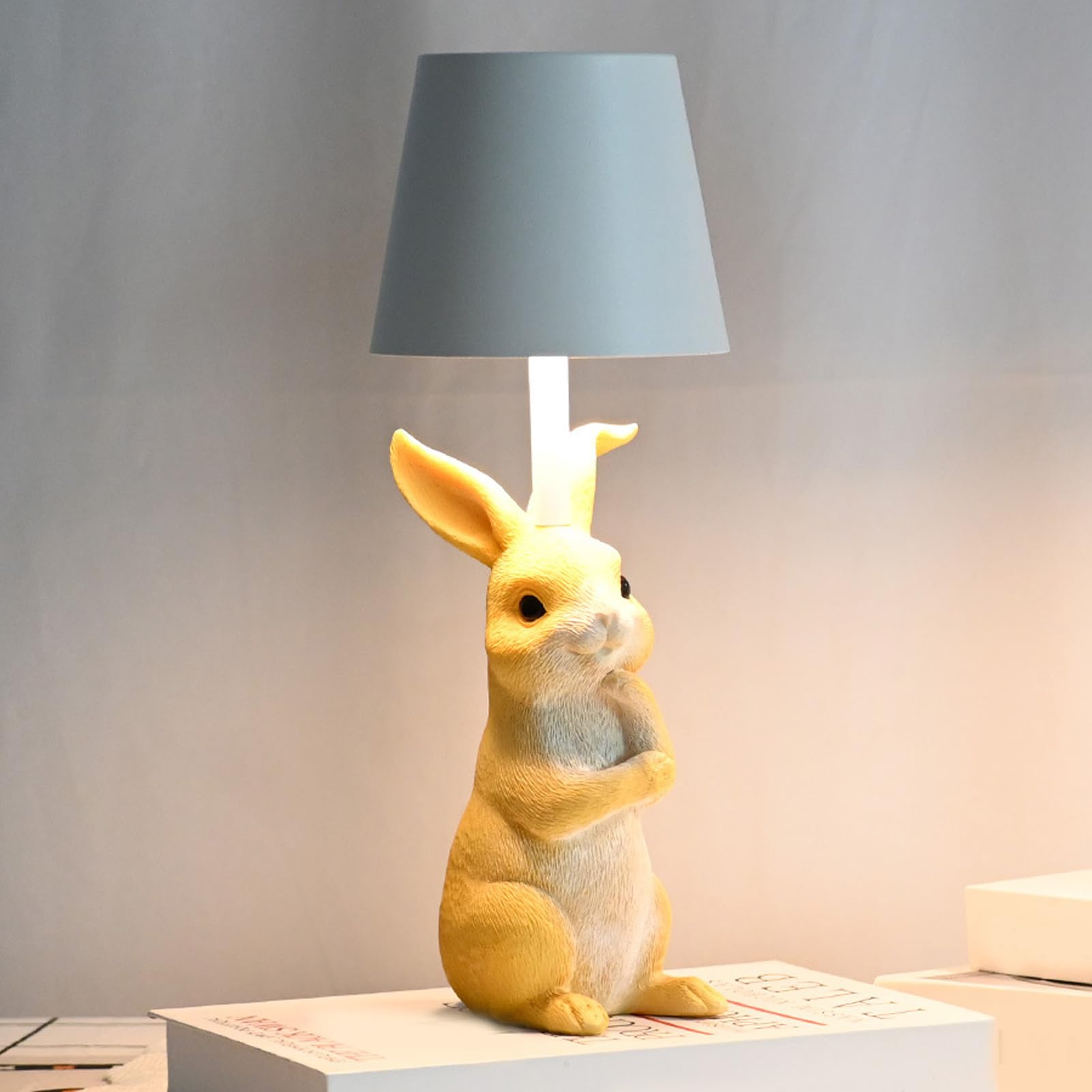 Mała Stołowa, LED z Królikiem Zwierzęcym, na Biurko z 3-kolorową możliwością ściemniania, Sterowanie Dotykowe, Lampka Nocna Obok Lampy Stołowej Lampka Nocna