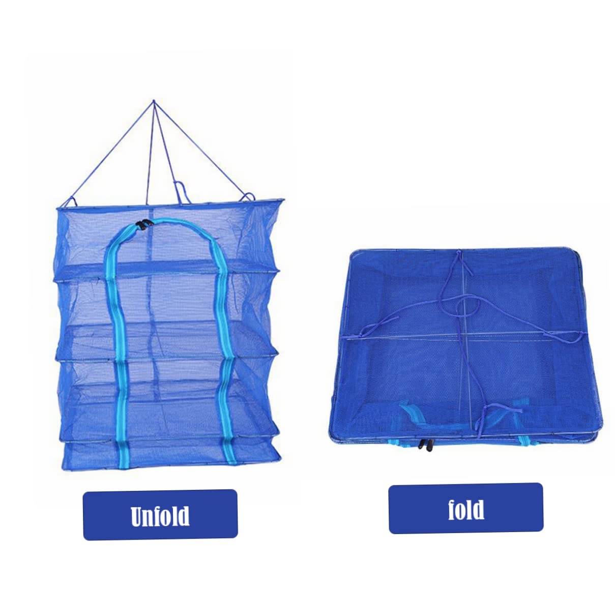 4 strati asciugabili pieghevoli piatti di pesce vegetale in rete verdure a secco a secco, 35 * 35 * 65 cm Piccolo di stoccaggio di verdure per per la stagno di pesca da pesca Pro Pro