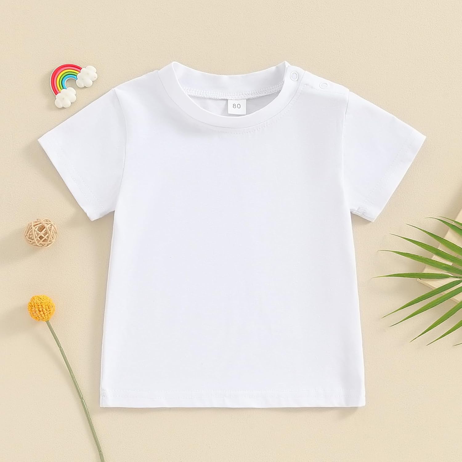 Unisex Toddler Baby Boy Girl Round Neck T-Shirt Summer Short Sleeve Tees Shirts Pullover Tops Solid Color Clothes