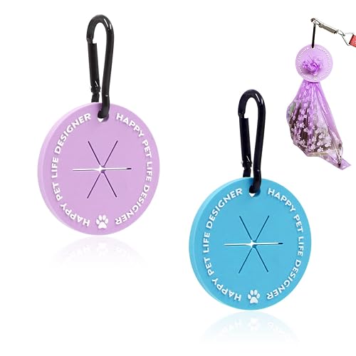 Soporte para bolsa de caca de perro de 2 colores, soporte para bolsa de basura con clip de mosquetón