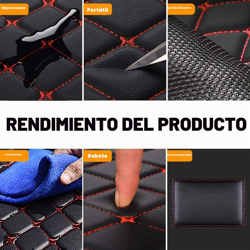 Cobear Alfombrillas de Coche a Medida para el 98% de los Modelos de Coche Alfombrillas Protectoras de imitación de Cuero Antideslizantes y aptas para Cualquier Clima Negro y Rojo