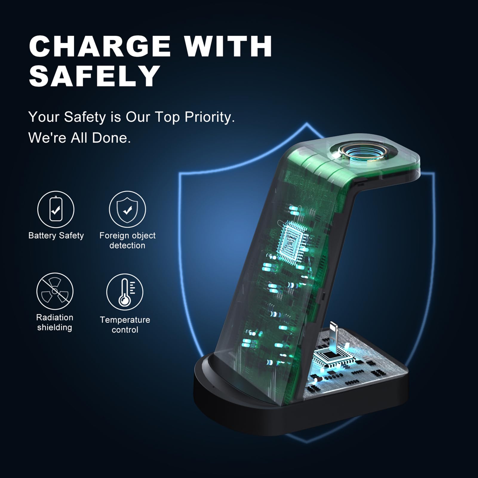 Caricatore Wireless,INNISTO 3 In 1 Caricabatterie Wireless Induttiva Compatibile Con iphone 14 13 12 11 Pro Max/Xs/Xr/X, iwatch Ultra 8 7 6 5 4 3 2 SE, Airpods Pro/3/2/1 Con 18W Adattatore