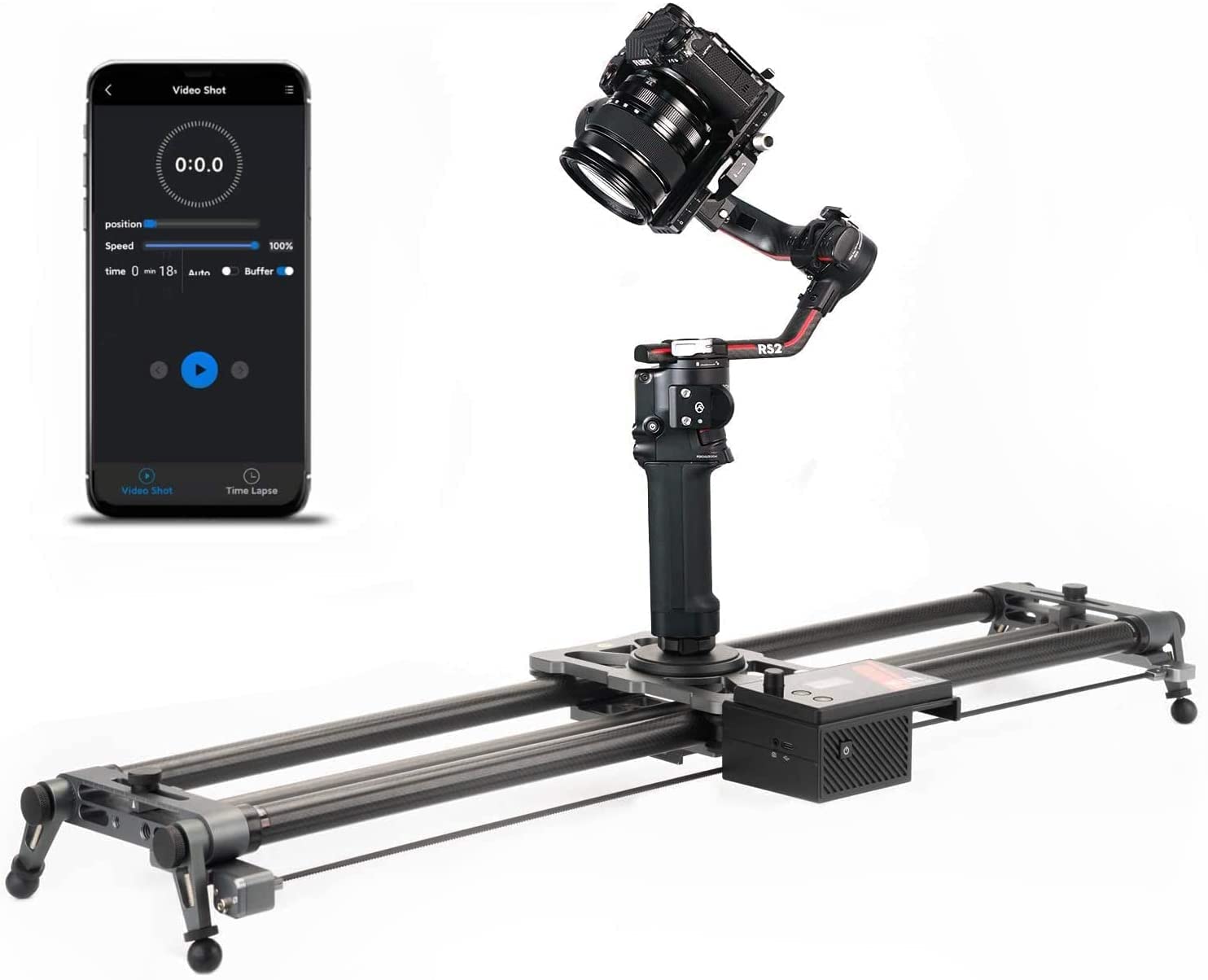 Kamera Slider 120CM Motorisiert - Kohlefaser Schieberegler für Video, Kompatibel mit Zhiyun Vollserie und DJI Ronin RS 2/RS 3 Pro Stabilisatoren
