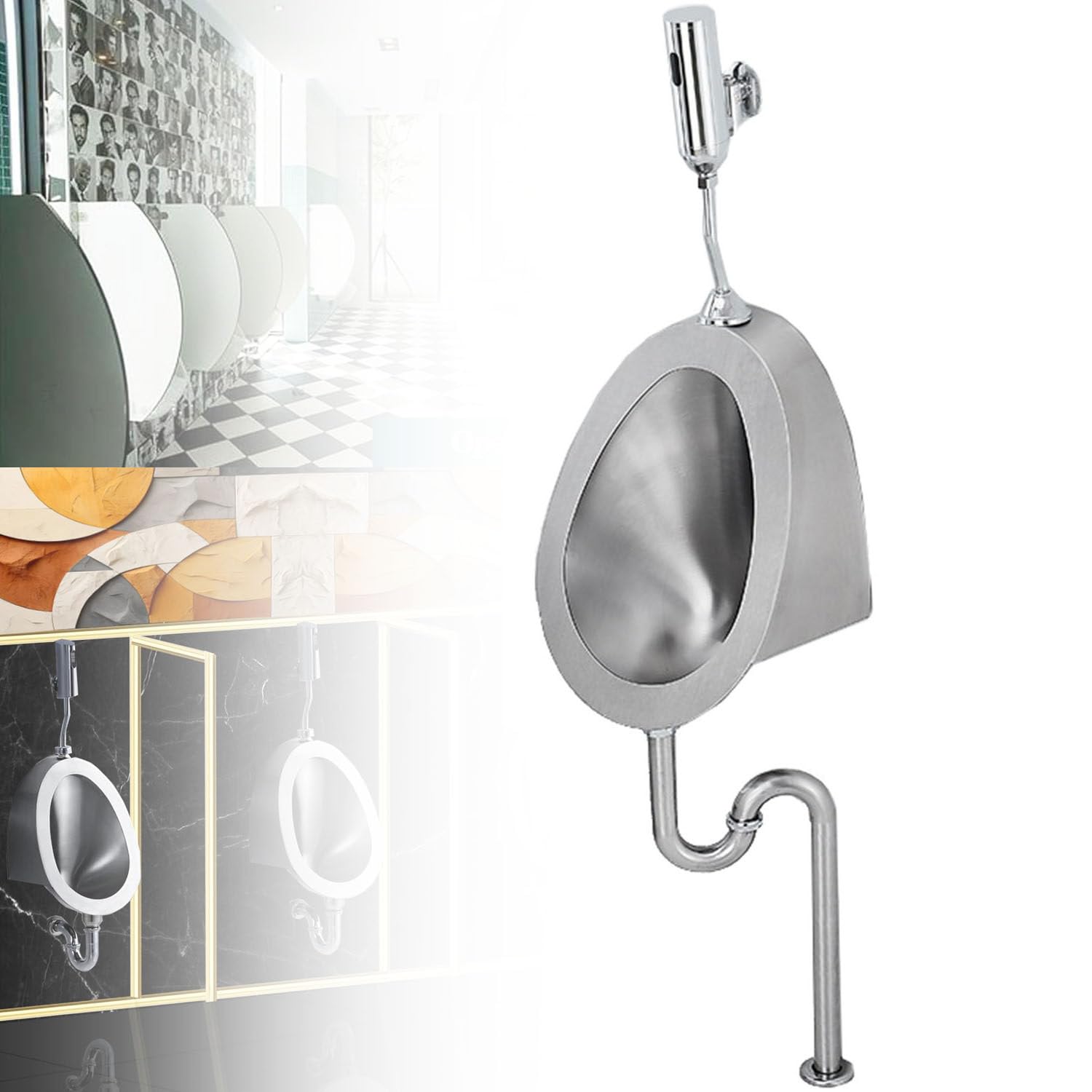 Urinoir anti-odeurs en inox avec chasse automatique intelligente