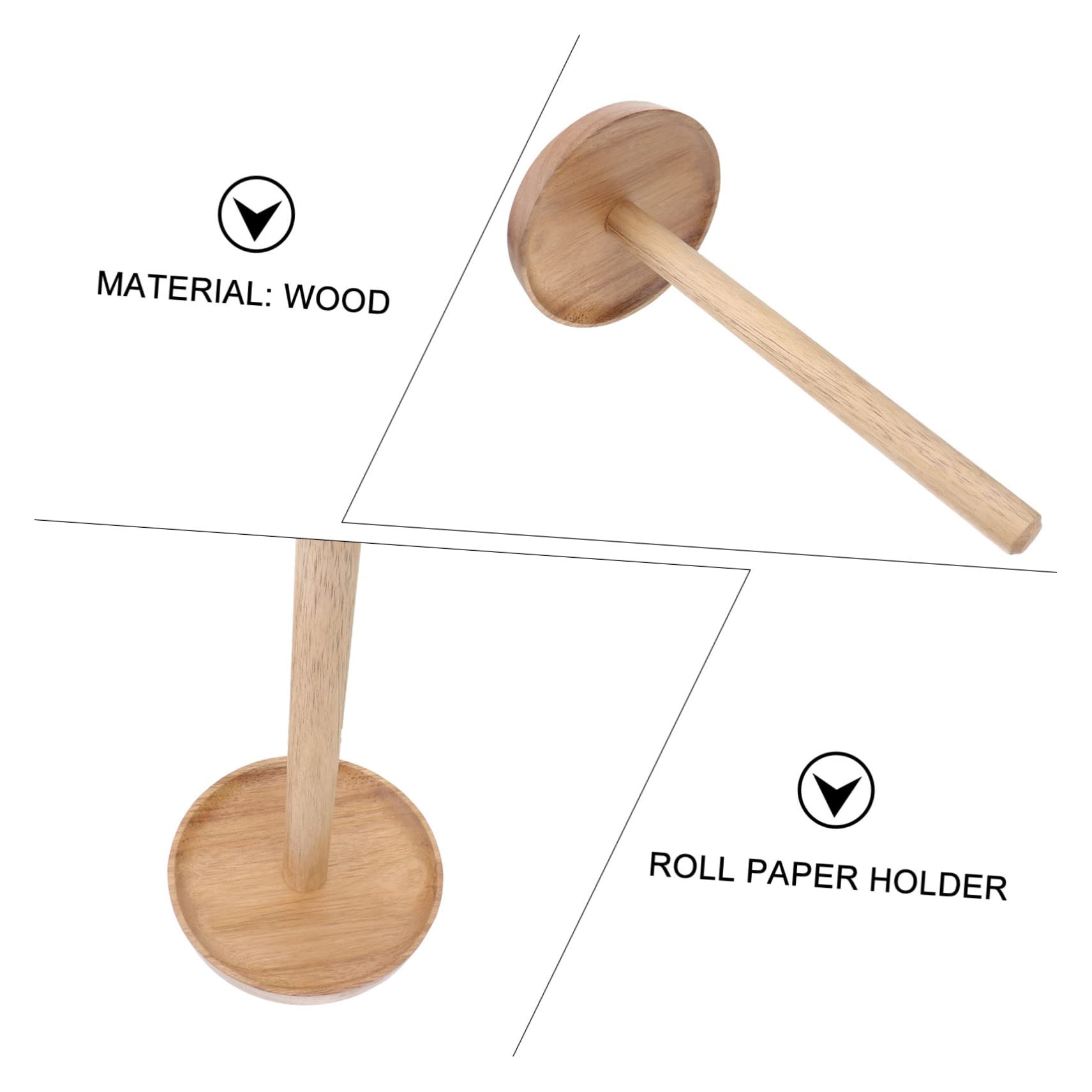 WATIIFUFU Solid Wood Toilet Roll Holder Stand, Dark, 32X15CM - Image 3