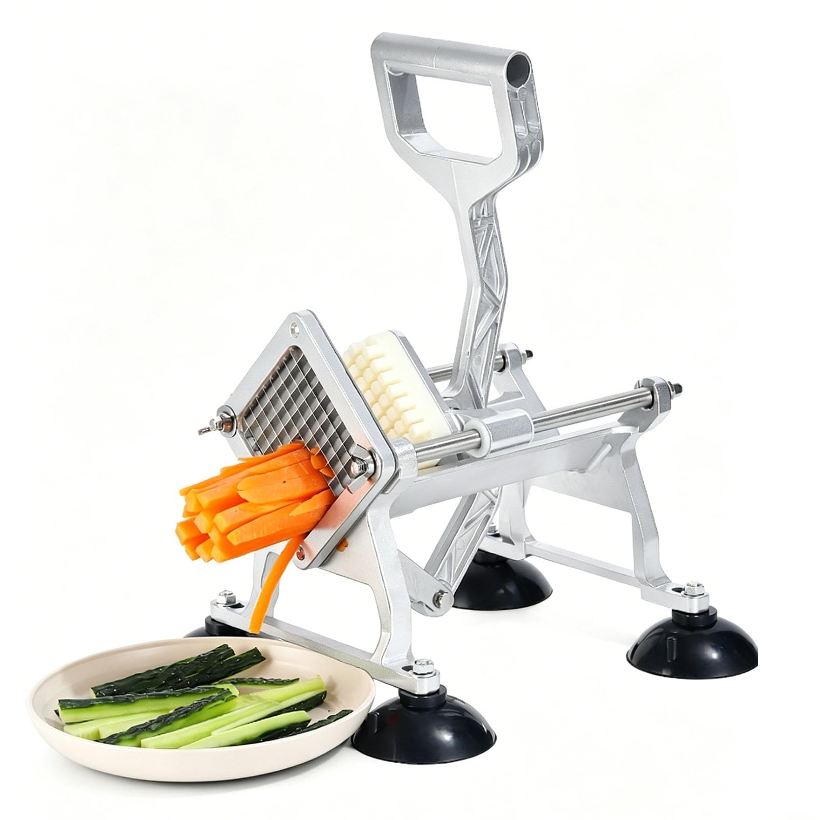 LTzygmion Manual Vegetable Chopper, Commercial Potato Chip Cutter With 3 Blades And 4-suction Cup, Labor-saving Design, For Potato Carrot Onion Cucumber Food Prep