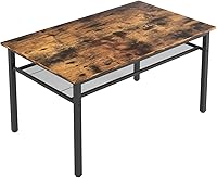 Vista 5 de Juego de mesa de comedor de 3 piezas de 43 pulgadas, mesa de cocina y bancos de granja, juego de mesa de comedor rectangular con 2 bancos, juego