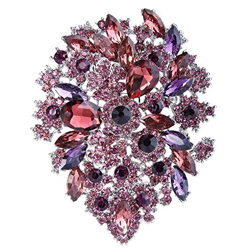 Image of EVER FAITH Women's Austrian Crystal Vintage Style Flower Leaf Cluster Brooch Pendant