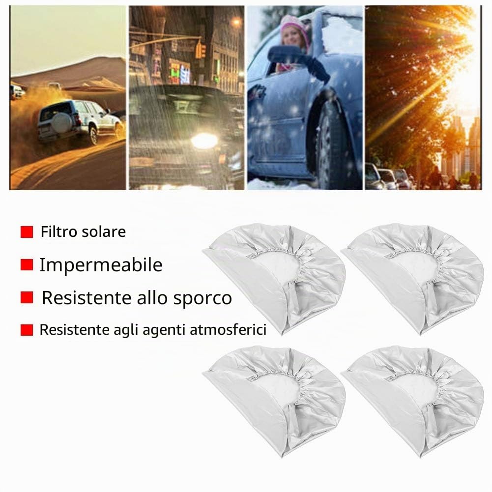 Set di 4 Copri Pneumatici Impermeabile per Rimorchio Viaggio, Protezione da Sole Pioggia Neve, 27-29 Pollici di Diametro