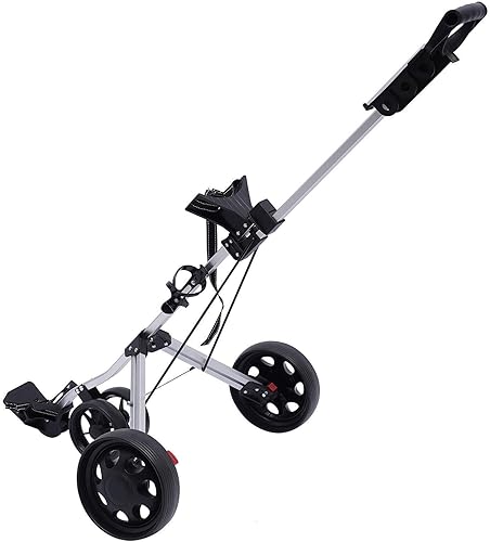 Carrito de golf de 3 ruedas, carrito de golf plegable para palos de golf con soporte para teléfono y bolsa de hielo, carrito de golf ligero para