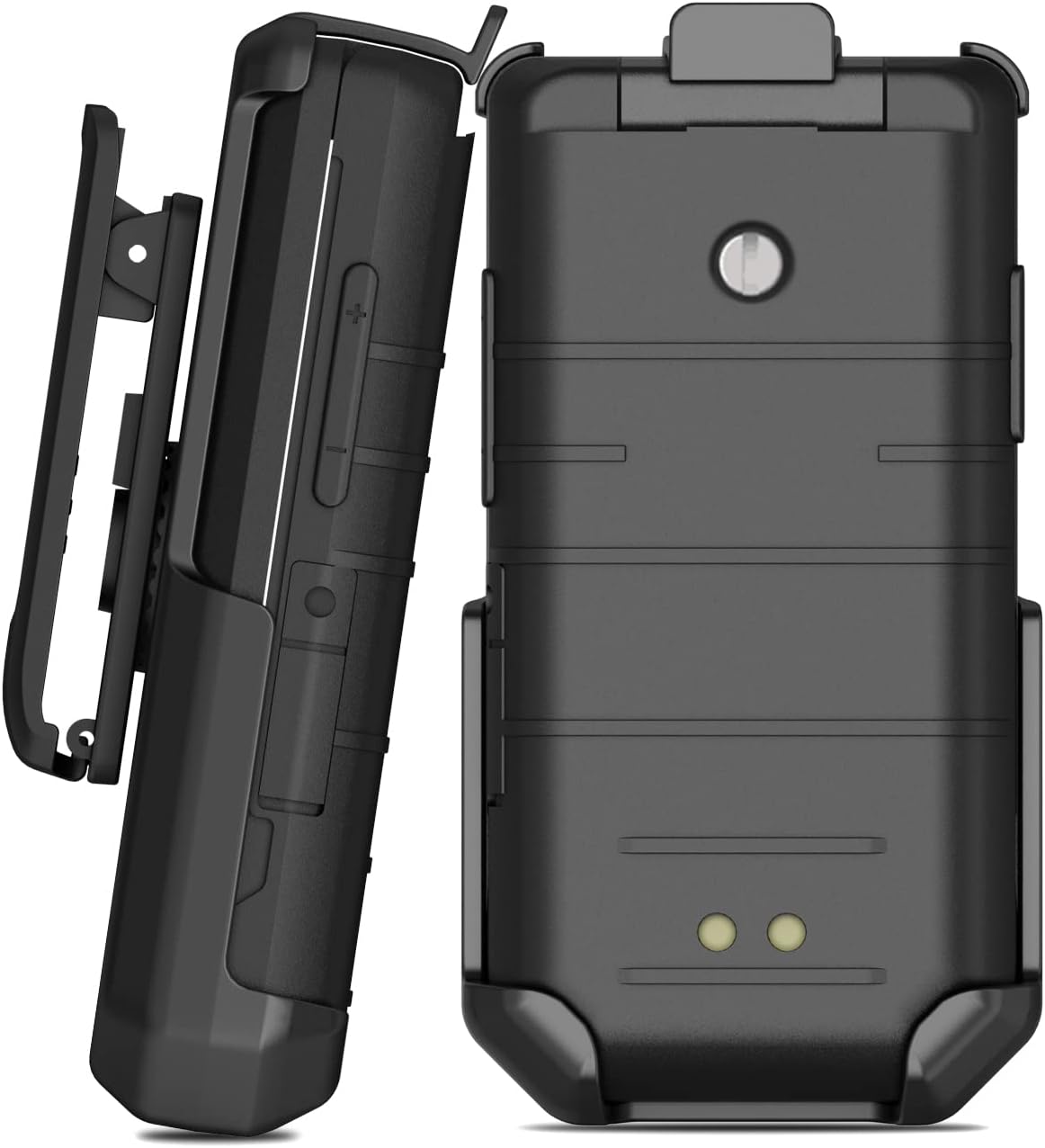 Nakedcellphone Holster for CAT S22 Flip Phone, Black [Rotating/Ratchet] Belt Clip Holder Case