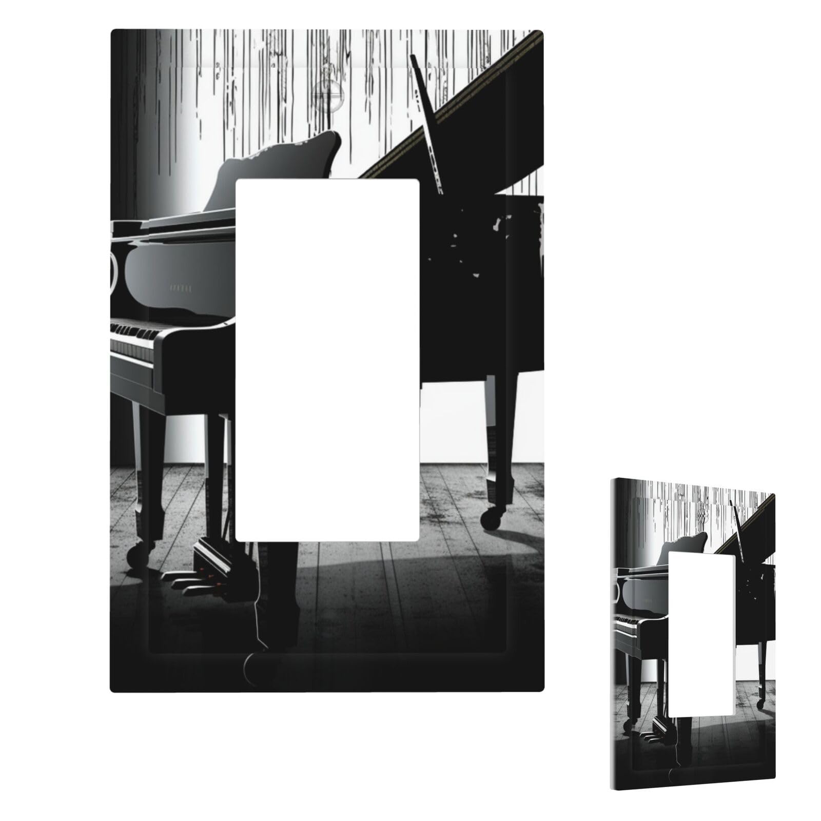 Fekiloot 1 Gang Piano Wall Plate Cover Modern Decorative Light Switch Cover Unbreakable Receptacle Outlet Covers For Living Room Bedroom Home Decor