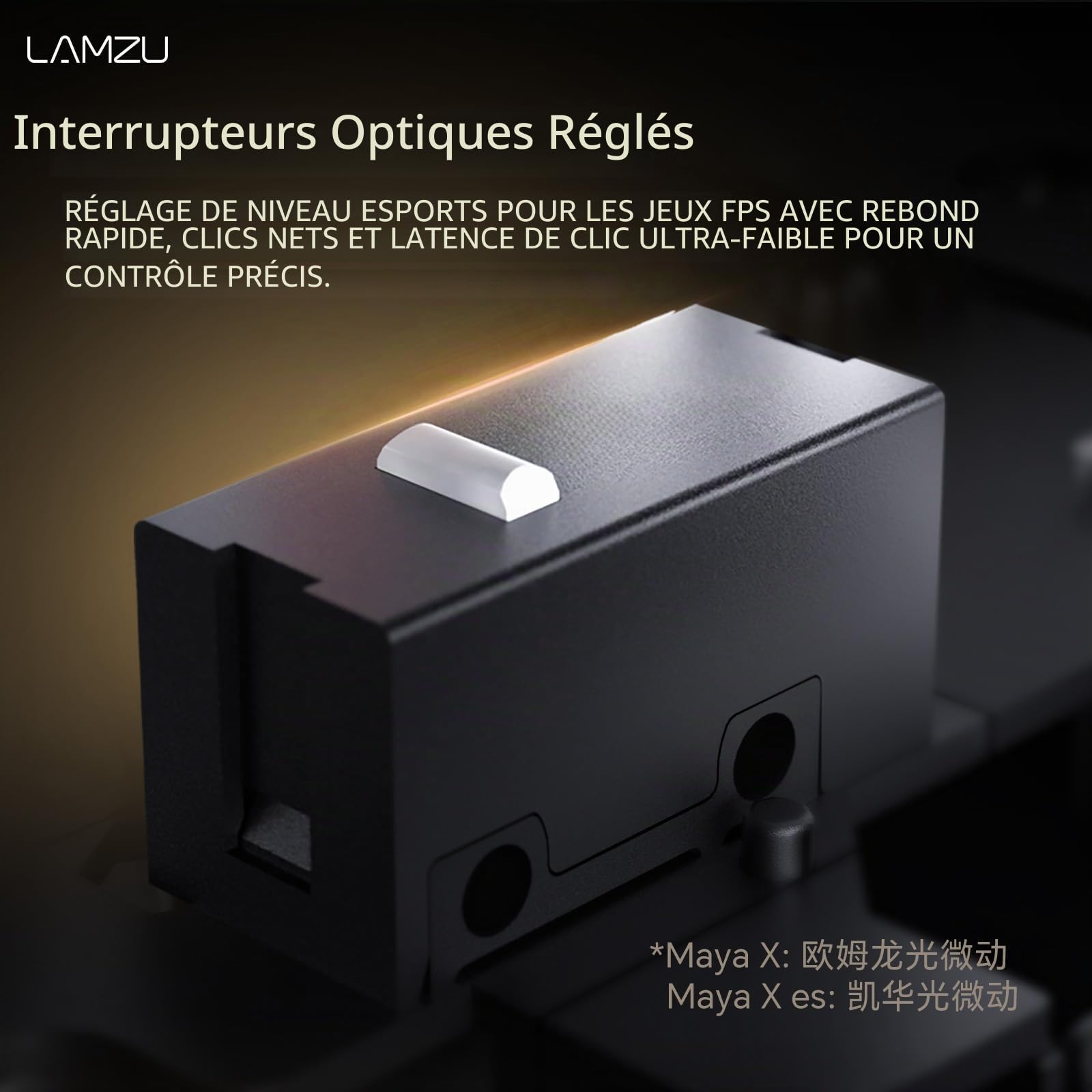 Lamzu Maya X Souris de jeu ultra légère 47 g, commutateur optique, 30 000 DPI, symétrique, MCU Nordic, encodeur anti-poussière, capteur PAW3950 (blanc)