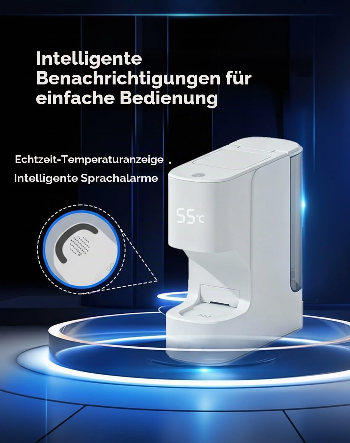 Gesichtshandtuchwärmer für Zuhause, Automatischer Handtuchspender mit 5 Sekunden Abkühlzeit, 55 °c Konstante Temperatur, Intelligente Sprachansagen, Gesichtspflege und Wellness