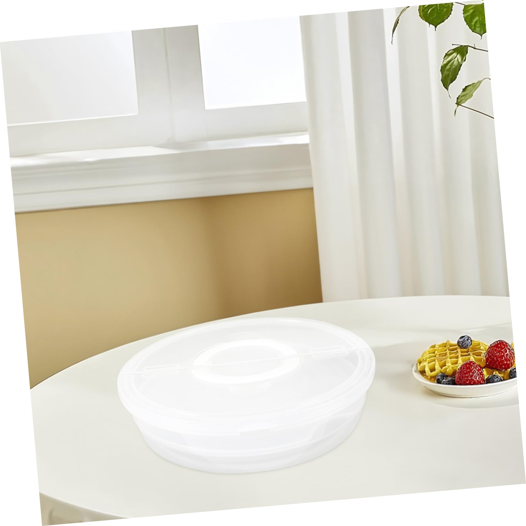 SECFOU Juego de 2 Recipientes de Plástico con Tapa y Asa, Reutilizables y Aptos para Microondas, Soporte para Pizza y Pasteles en Restaurantes y Almacenamiento de Alimentos