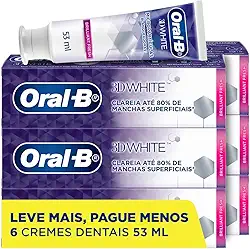 Oral-B Pasta de Dente 3D White Brilliant Fresh Micropartículas Branqueadoras 53 ml, 6 Unidades