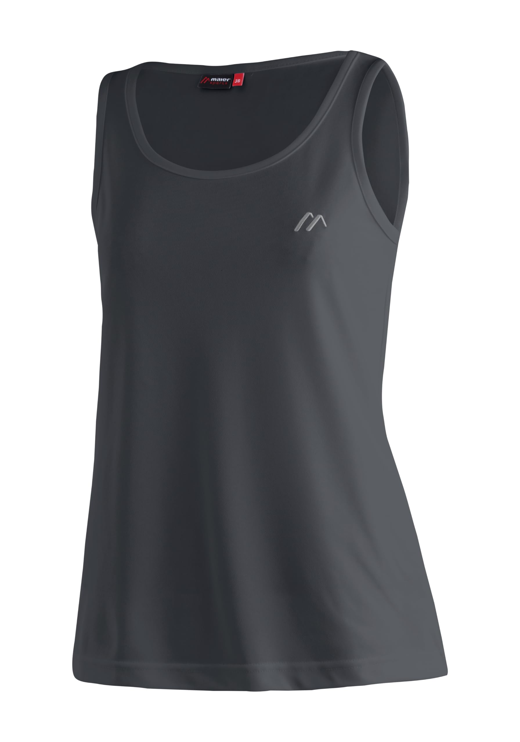 Maier Sports Petra, Ärmelloses Damen T-Shirt, Outdoorshirt mit Rundhals für Wandern und Freizeit, dryprotec Technologie, Atmungsaktiv, NFC-Chip für einfaches Recycling, Schwarz, 48