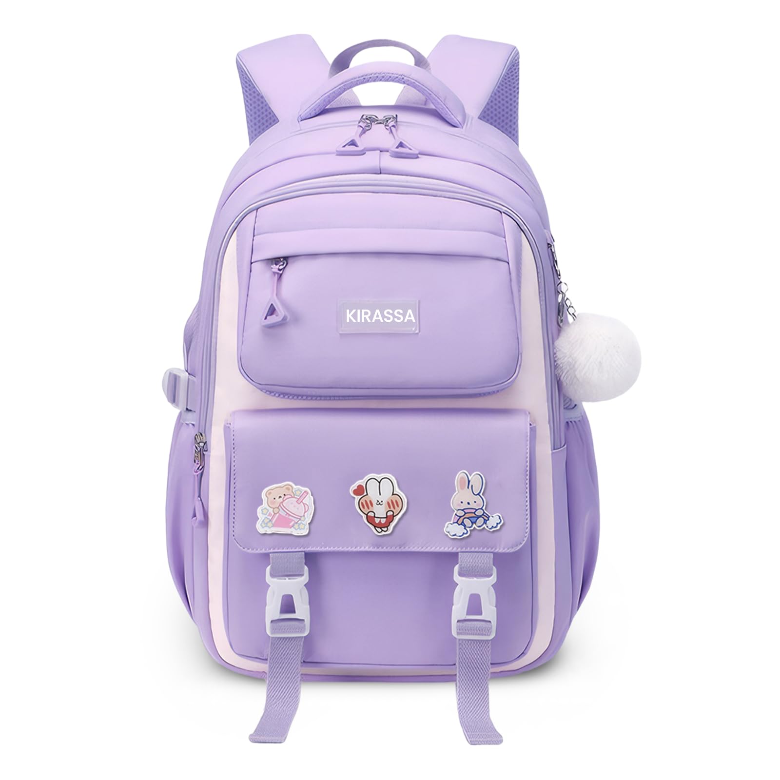 Tanou Mochila Colegio Niña, 22 litros Mochilas Escolares Transpirable para Niñas de 9 a 16 Años, Bolsa Escolar Adolescente de Nylon Impermeable para Escolar Viajes y Casual, Morado