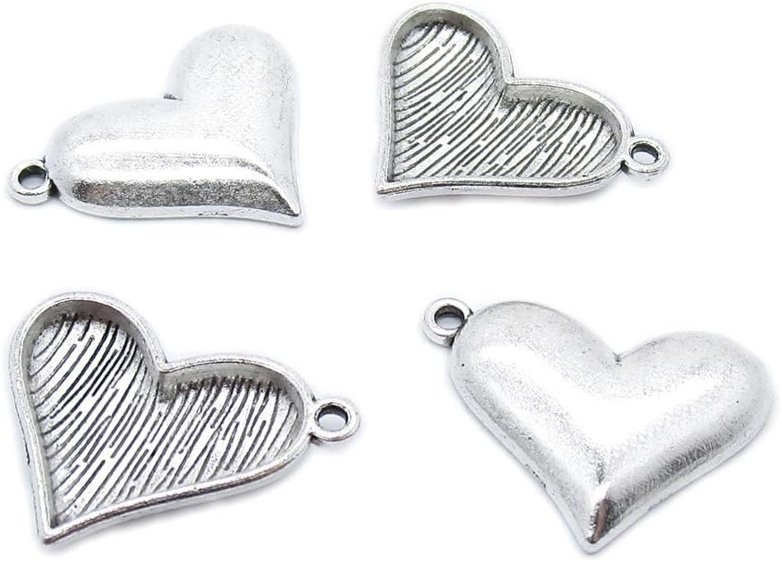 300 Pieces Antique Silver Tone Jewelry Charms Suppliers Arts Crafts Making Beading Findings Crafting KW3P0Z Love Heart