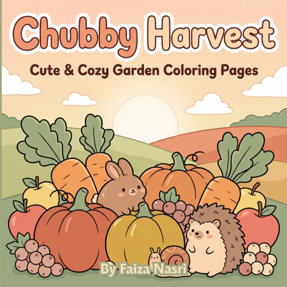 Chubby Harvest: Cute & Cozy Garden Coloring Pages for Relaxation, Stress Relief & Creative Fun