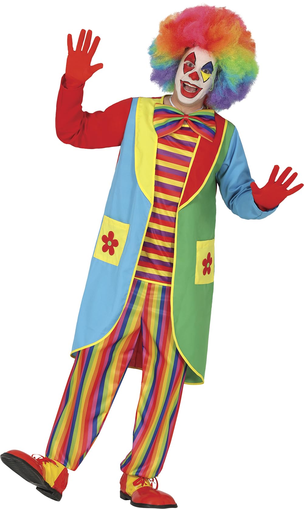 FIESTAS GUIRCA | Disfraz Flowy the Clown Adulto - Camisa, Pajarita, Chaqueta y Pantalón - Disfraces de Payaso para Halloween, Carnaval y Fiestas de Disfraces - Ideal para Hombre Adulto - Multicolor
