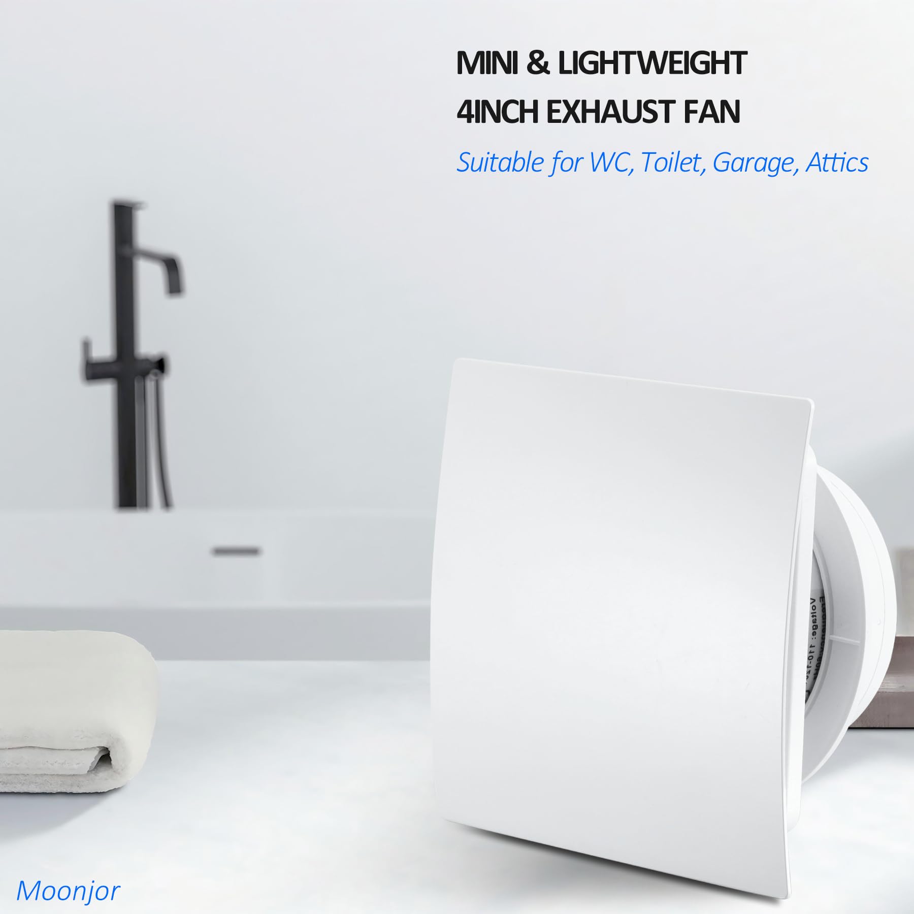 100mm VMC Extracteur d'Air avec Interrupteur, 1m UE Prise pour Salle de Bain, Cuisine, Bureau, WC, IP45 Étanche, 12W 220-240V