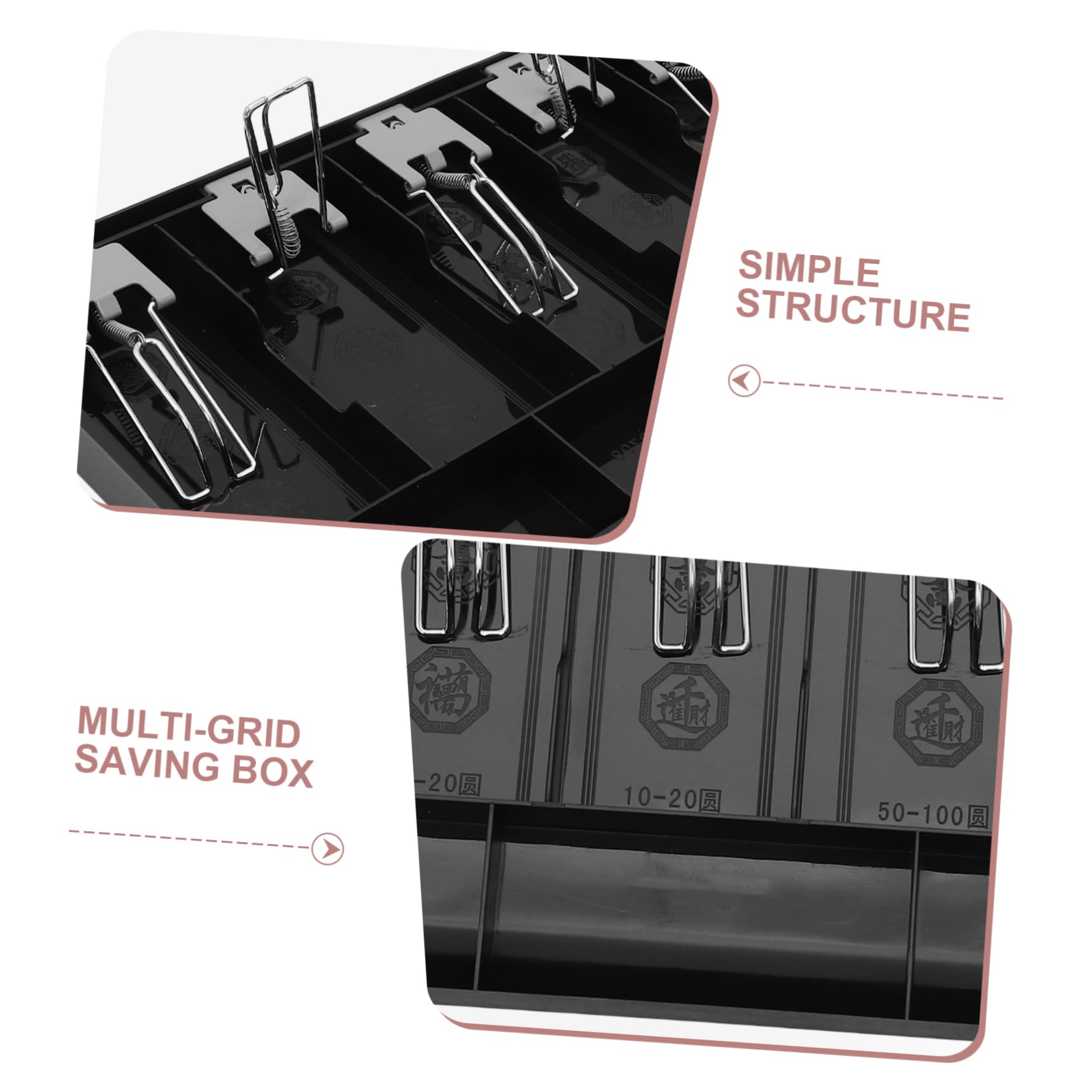 DOITOOL Cassetto Porta Contanti Con 5 Scomparti Per Cassa, Vassoio Cassiere Con Serratura, Organizzatore Contanti e Monete, Inserto Portamonete Regolabile