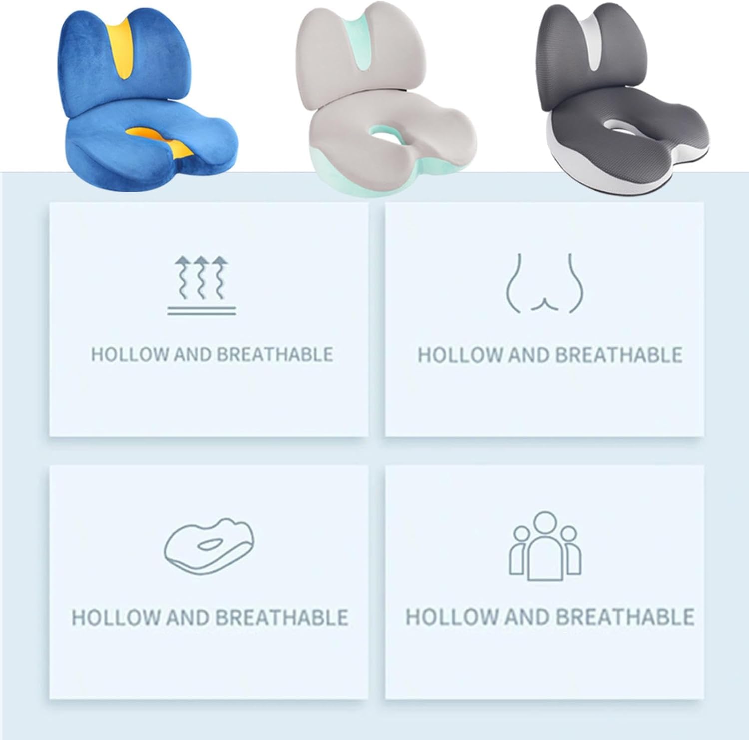 Cuscino ergonomico in memory foam per sedia e auto, design traspirante, cerniera staccabile, supporto per fianchi e vita, sollievo dallo stress per ufficio e viaggi