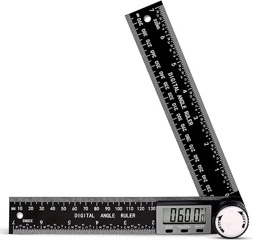 WoGrig - Transportador digital, regla de búsqueda de ángulos 2 en 1, herramienta de medición de ángulo, transportador de carpintero ABS con pantalla