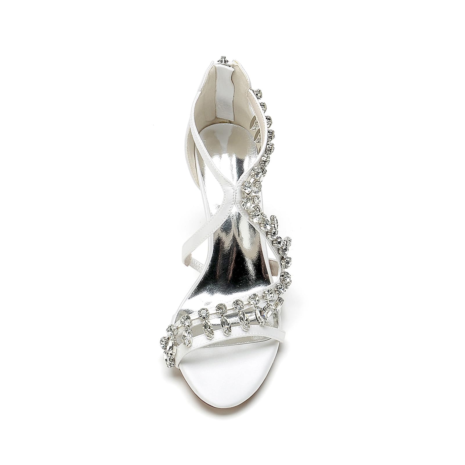 Scarpe da Sposa Argento, Bridal Scarpe da Sposa con Tacco Cinturini Incrociati Sandali con Tacco per Estate Matrimoni