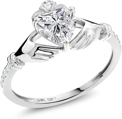 Gem Stone King 1.09 Cttw Lab Grown Diamond Irish Claddagh Ring