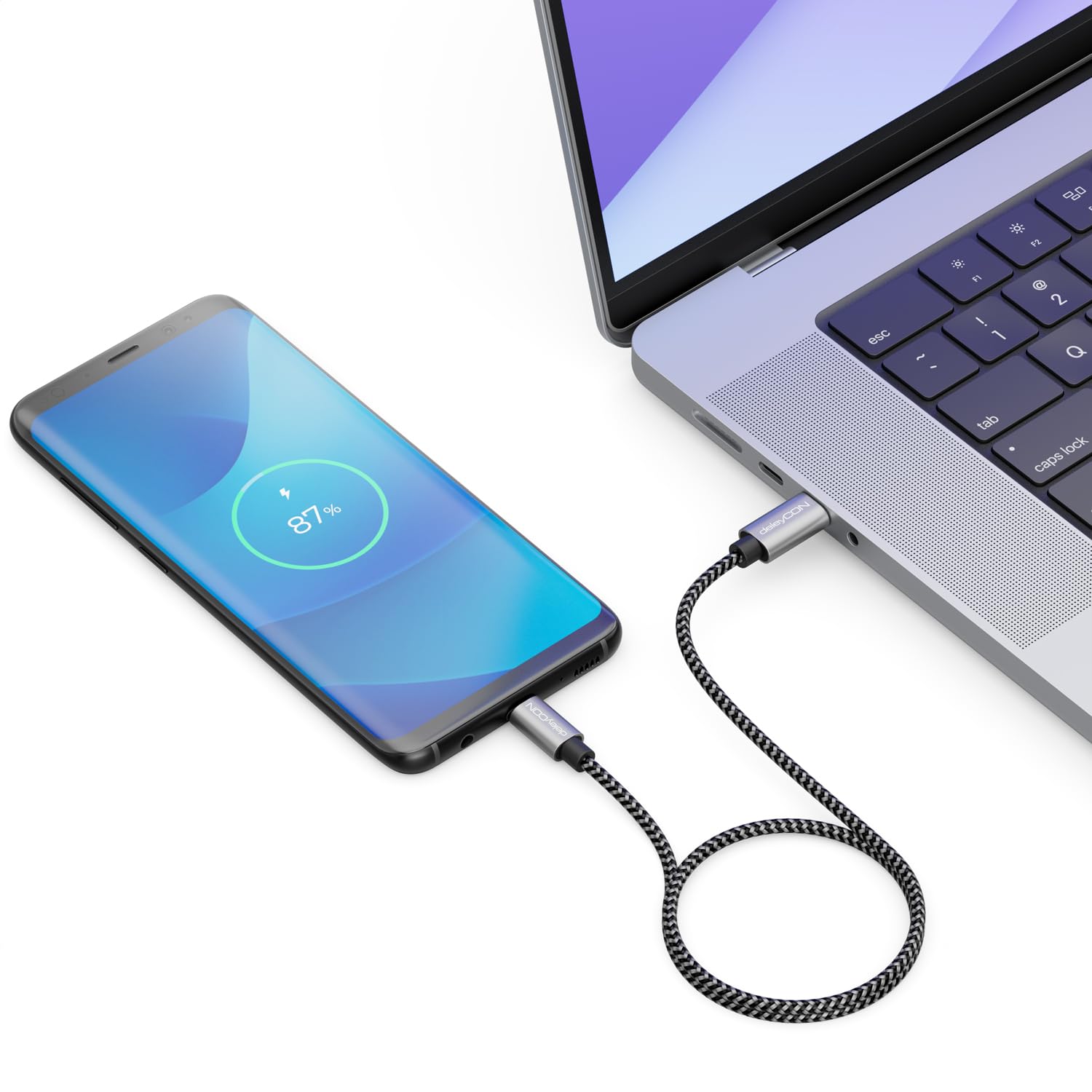 deleyCON 0,30m USB C a Micro USB Cavo Adattatore 30cm Corto - Cavo di Ricarica e Cavo Dati in Entrambe le Direzioni - Compatibile con Telefoni Cellulari Smartphone Tablet Caricabatterie ecc. - Nero
