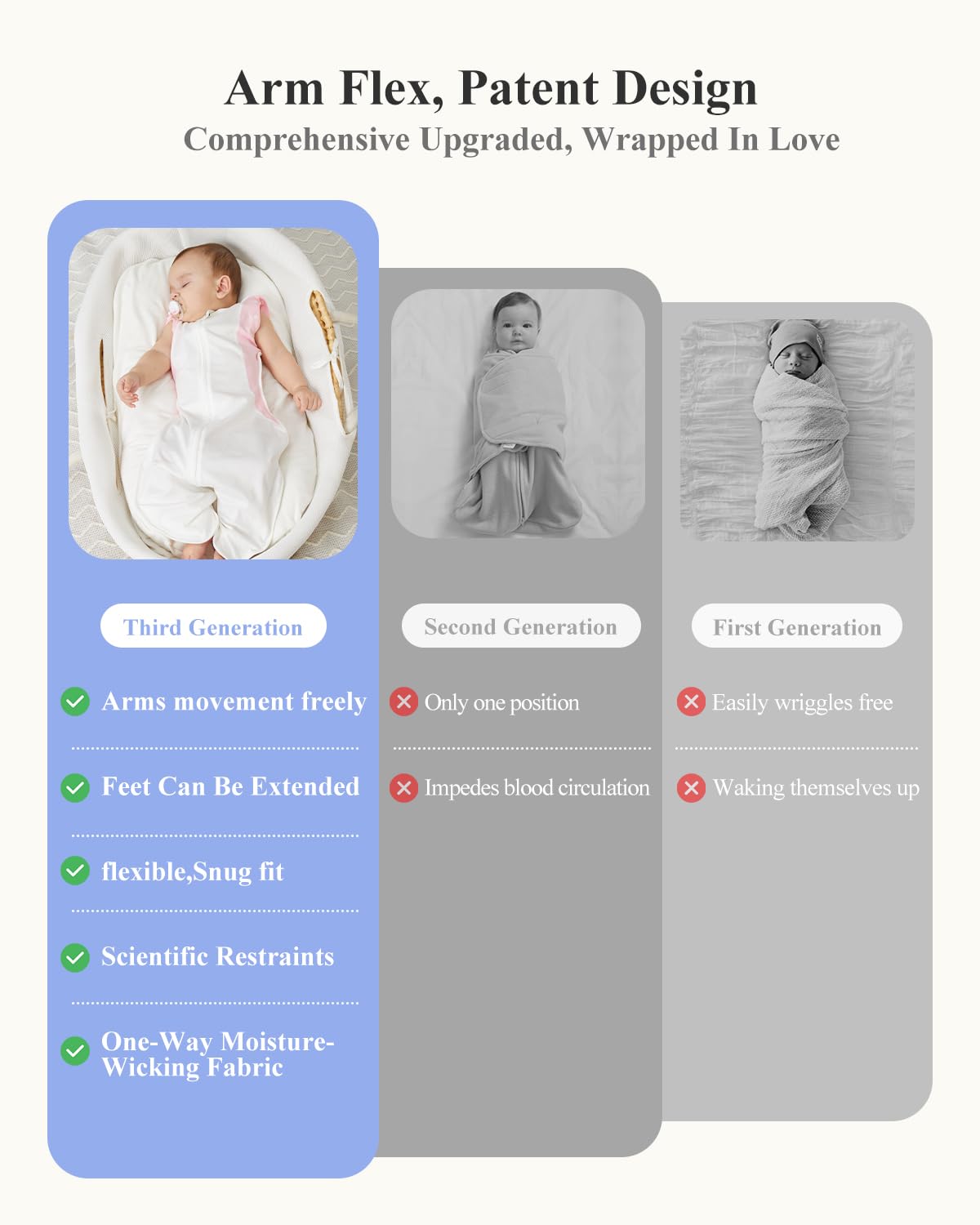 Transition Baby Swaddle 3-6 Months 12-18 lb, Arms In/Out Swaddle Sleep Sack with 2-Way Zipper Moisture-Wicking Fabric, Improves Sleep Snug Fit Helps Calm Startle Reflex,1Pack,Pink - Image 8