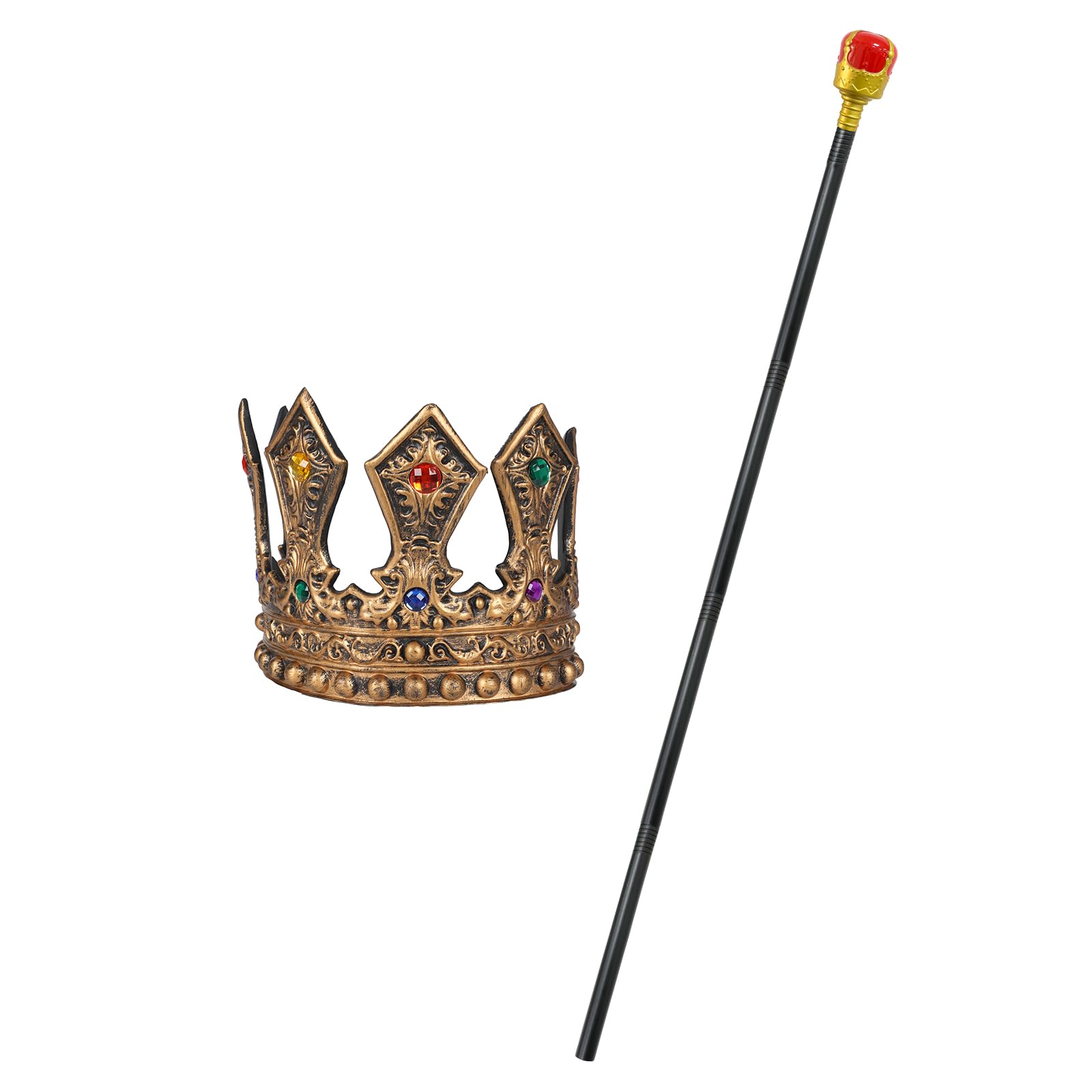 King Costume with Crown Scepter Set,Royal Costume Accessories for Adult