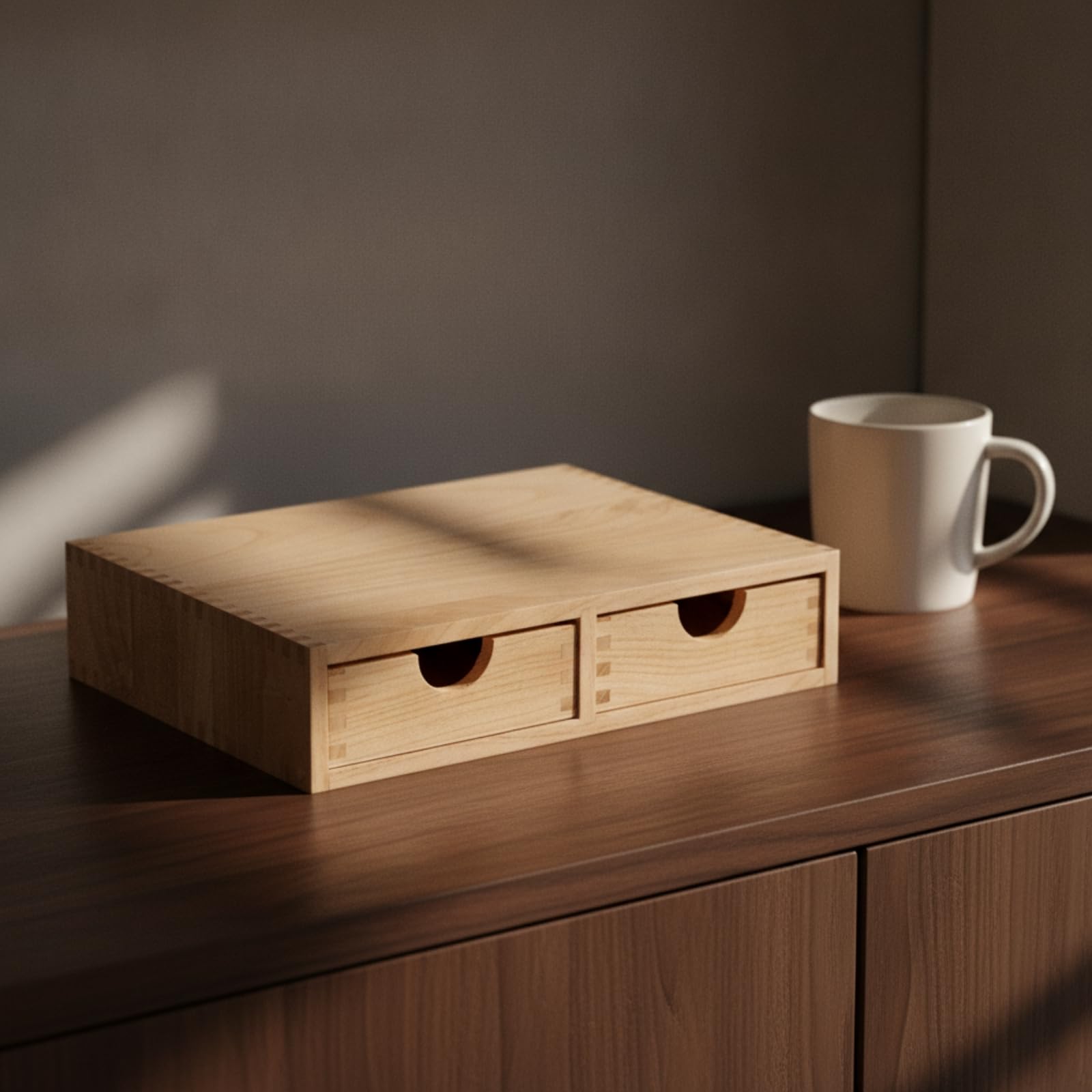 Organiteur Capsules Café Compact | Supérieure Large, Boîte Rangement En Bois Tiroirs, Bas, Organiseur Bureau Tiroirs, pr Cuisine, Bois Foncé