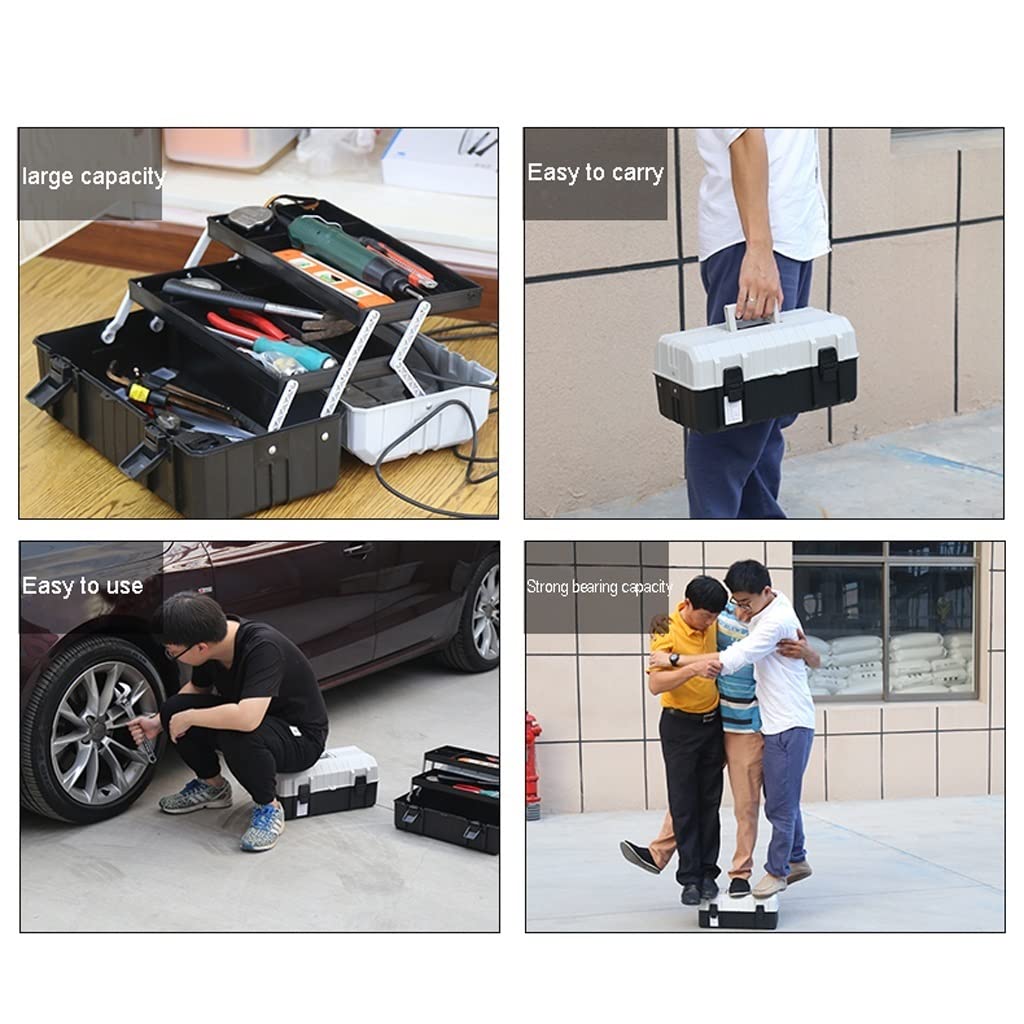 Cassetta degli attrezzi Cassetta portautensili portatile multifunzionale Cassetta portautensili in plastica pieghevole a tre strati Cassetta portautensili for utensili domestici Organizzatore degli at