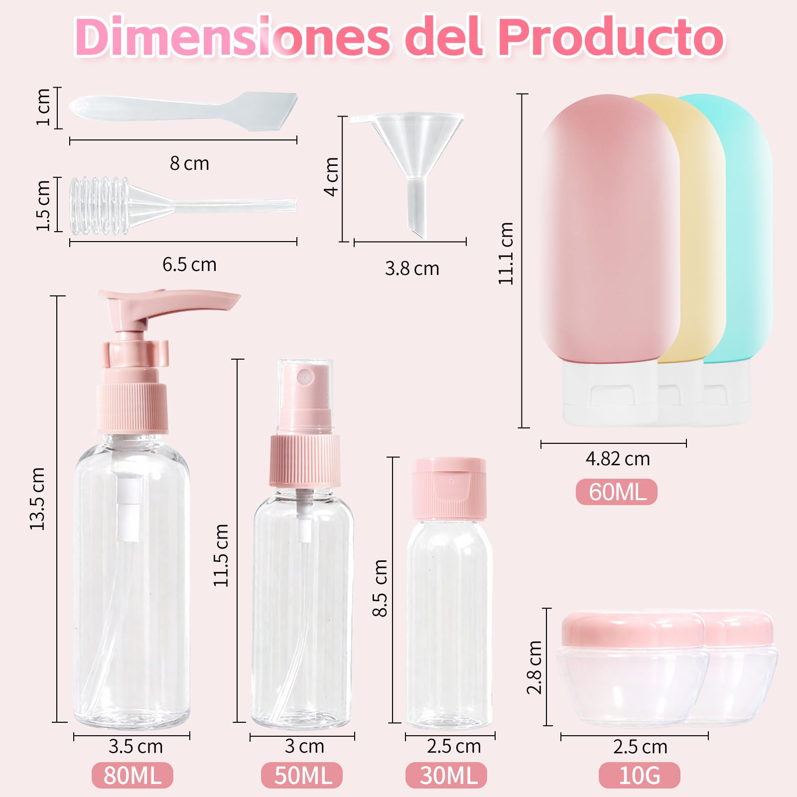 Valyrane 11 Pack Botellas de Viaje Silicona, Kit Viaje, Botes para Gel y Champu, Kit Avion Botellas, Juego de Botes Rellenables para Gel, Champús, Lociones y Líquido — view 2