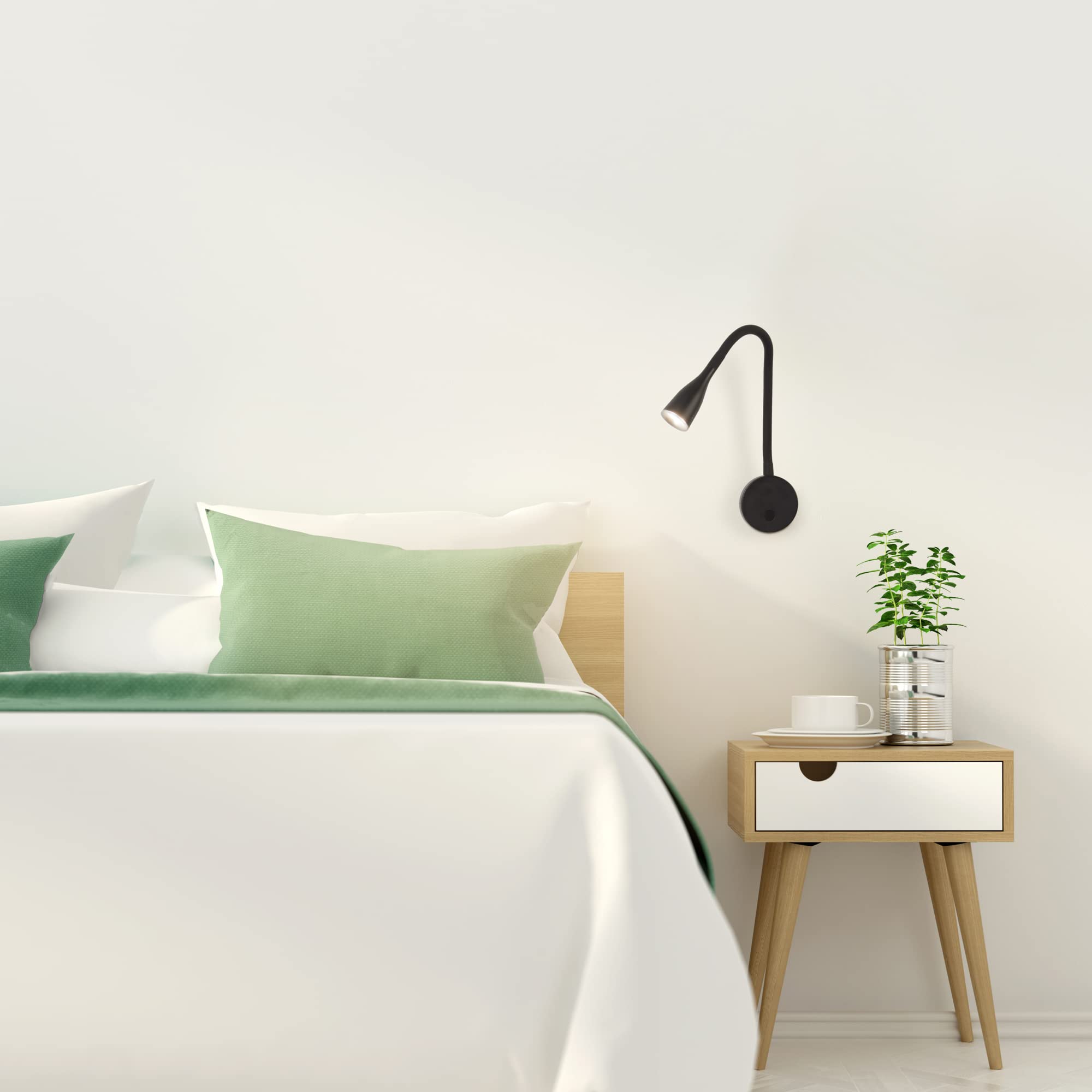 FORLIGHT Crobat Lámpara de Lectura LED para Dormitorio. Aplique de Pared para Mesita de Noche. Luz de Lectura para Cabecero de Cama con Luz Cálida