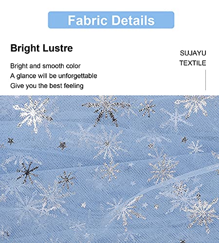 Sujayu Sheer Fabric, Snowflake Silver Foil Organza Fabric, Snowflake Tablecloth Birthday Party Supplies Party Decorations, Christmas Tree Skirt Christmas Decorations Clearance (59" X 118", Blue) #TOP3