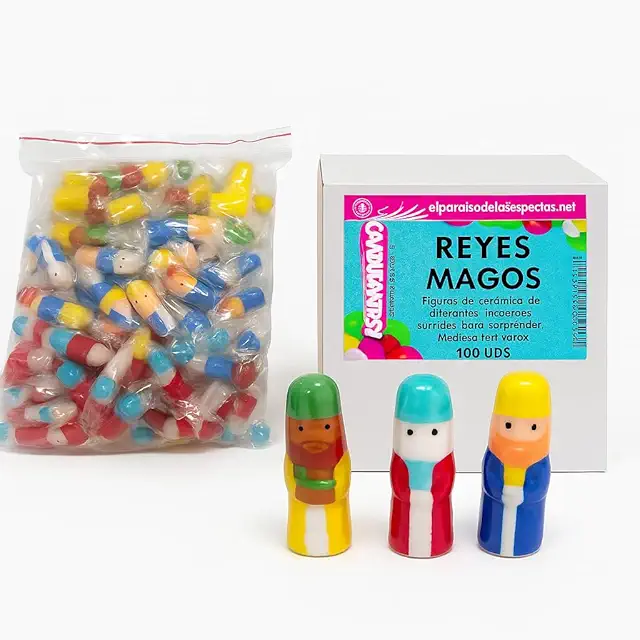Figuras Reyes Magos para Roscón - Caja 100 Unidades, Sorpresas Repostería