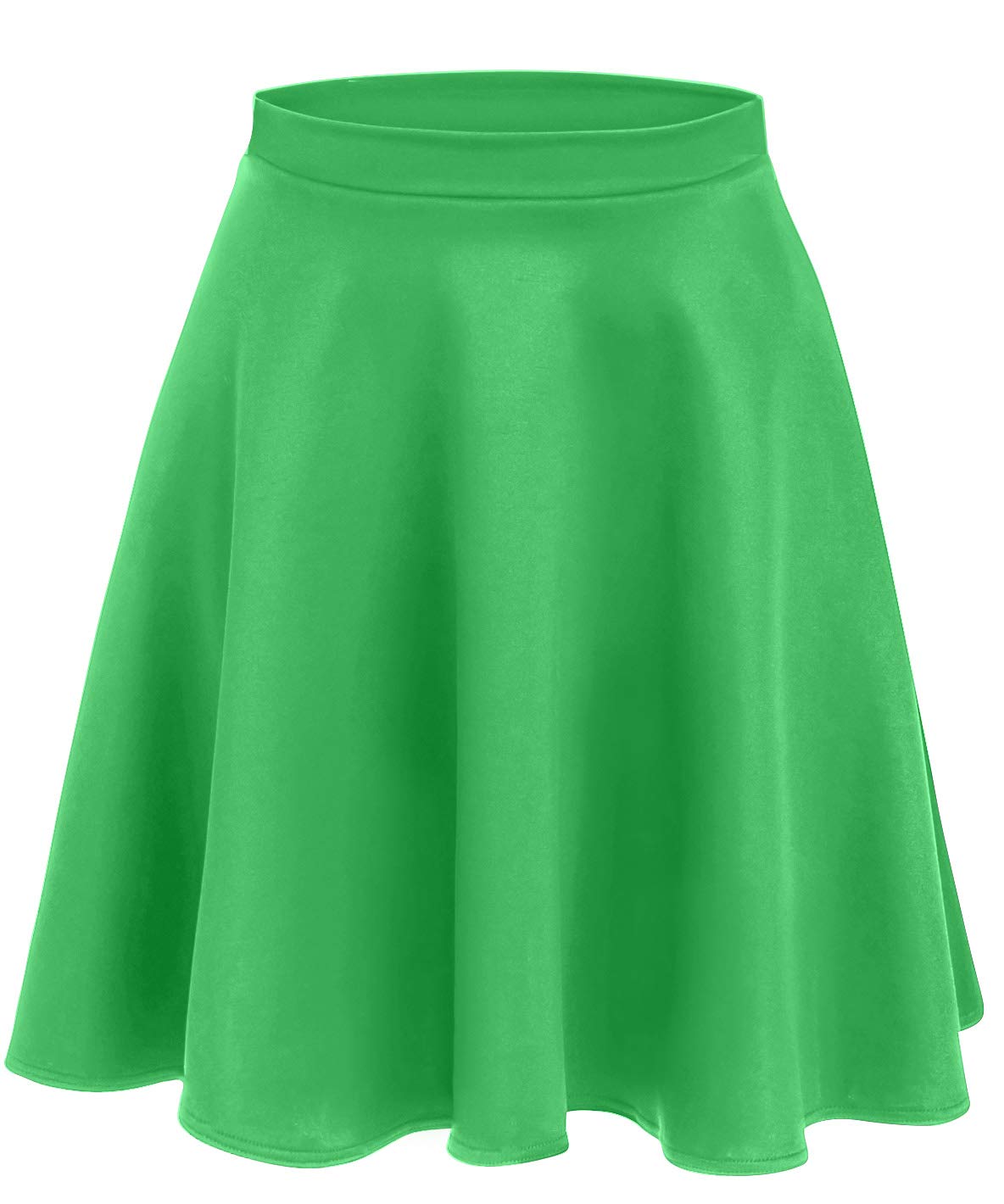 Gonna skater da donna svasata elasticizzata per donne Reg & Plus Size.Casual Una linea, da indossare tutti i giorni, ufficio formale - Verde - XX-Large