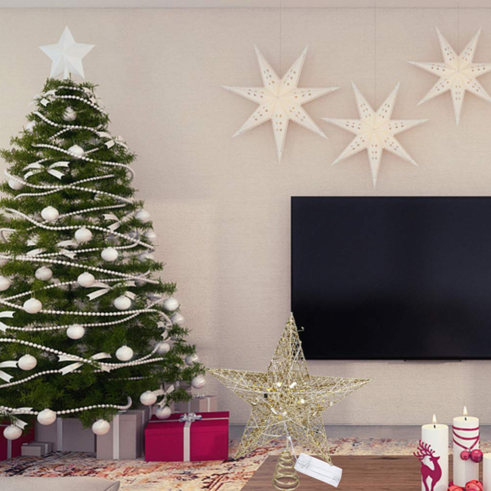 Uonlytech Sternförmige Baumspitze aus Eisen Beleuchtete Baumspitze mit Glitzer Batteriebetrieben Hübsches Design für Weihnachtsbaumdekoration Einfach zu Montieren