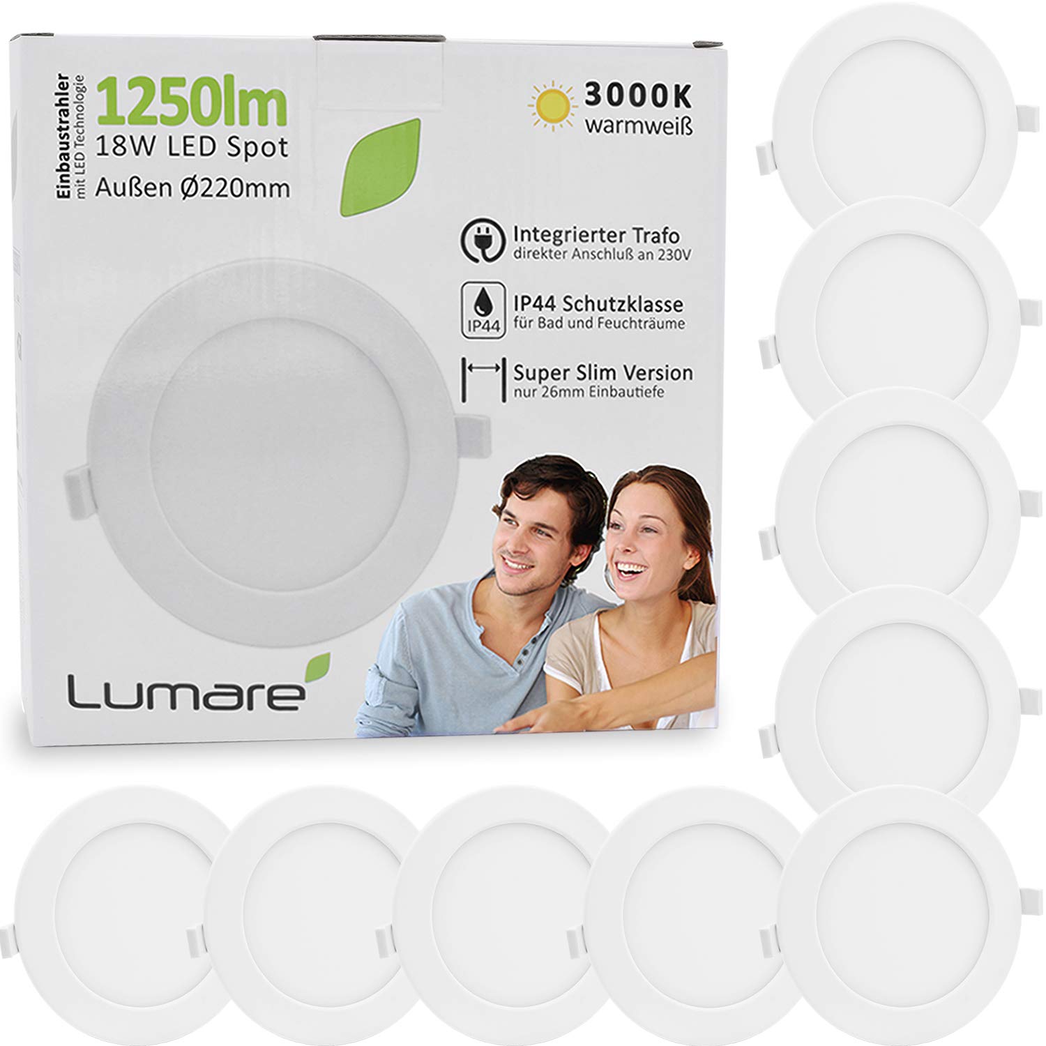 Lumare LED Spot A Encastrer 18W | Extra Plat, Profondeur D'encastrement