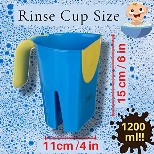 Bisoo Baby Shower Cap + Rinse Cup Set - Rinse Jug and Shower Visor for Children - Adjustable Bath Cap Set for Girls and Boys - Shampoo Cup, Protects Eyes and Ears, Baby Bath Visor, 6 Months+