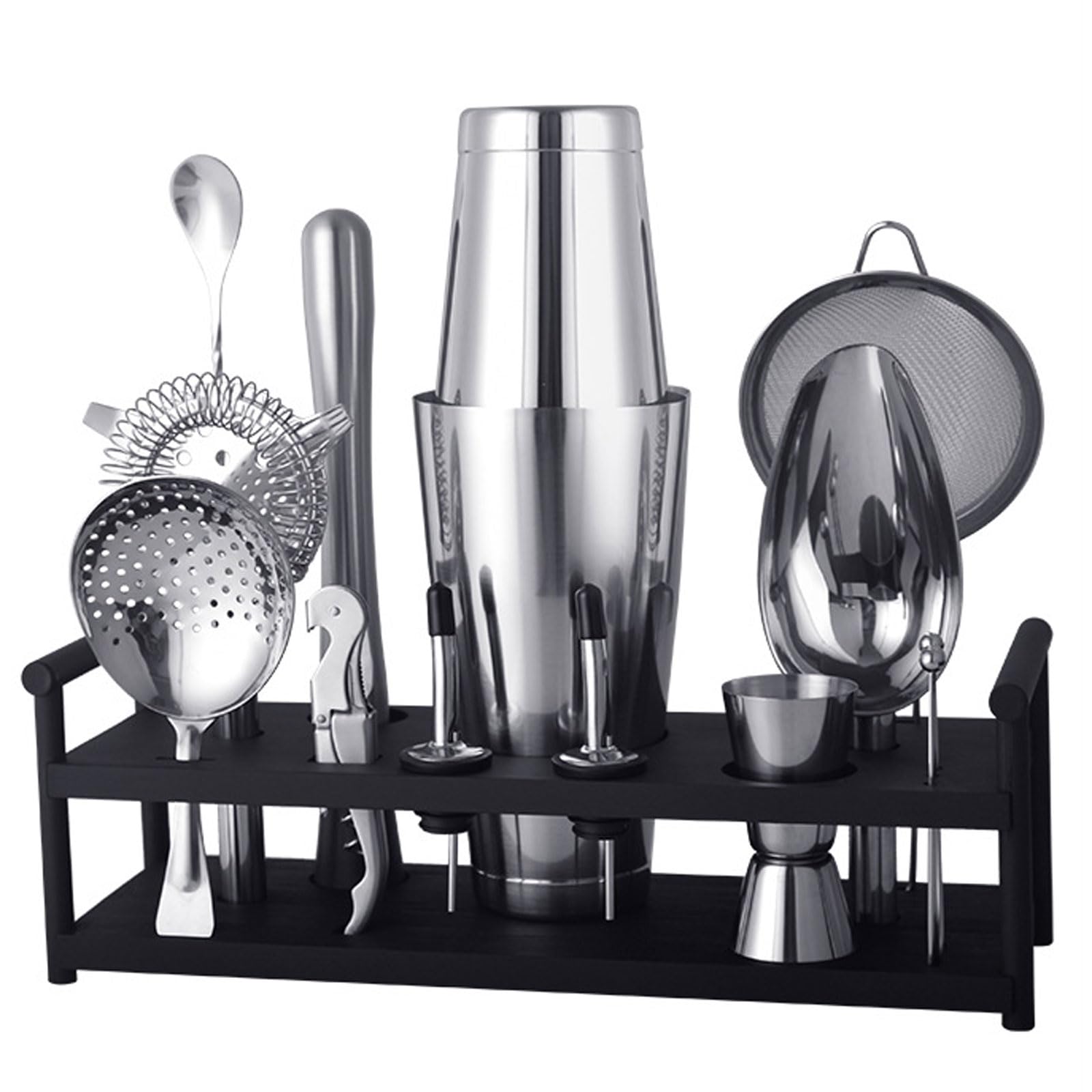 Coctelera para Cócteles Kit 10 piezas Coctelera de Acero Inoxidable Con Soporte Profesional Barman Herramientas con Mortero de Cóctel Accesorios Profesional para Mezclar Bebidas,Barra,hogar