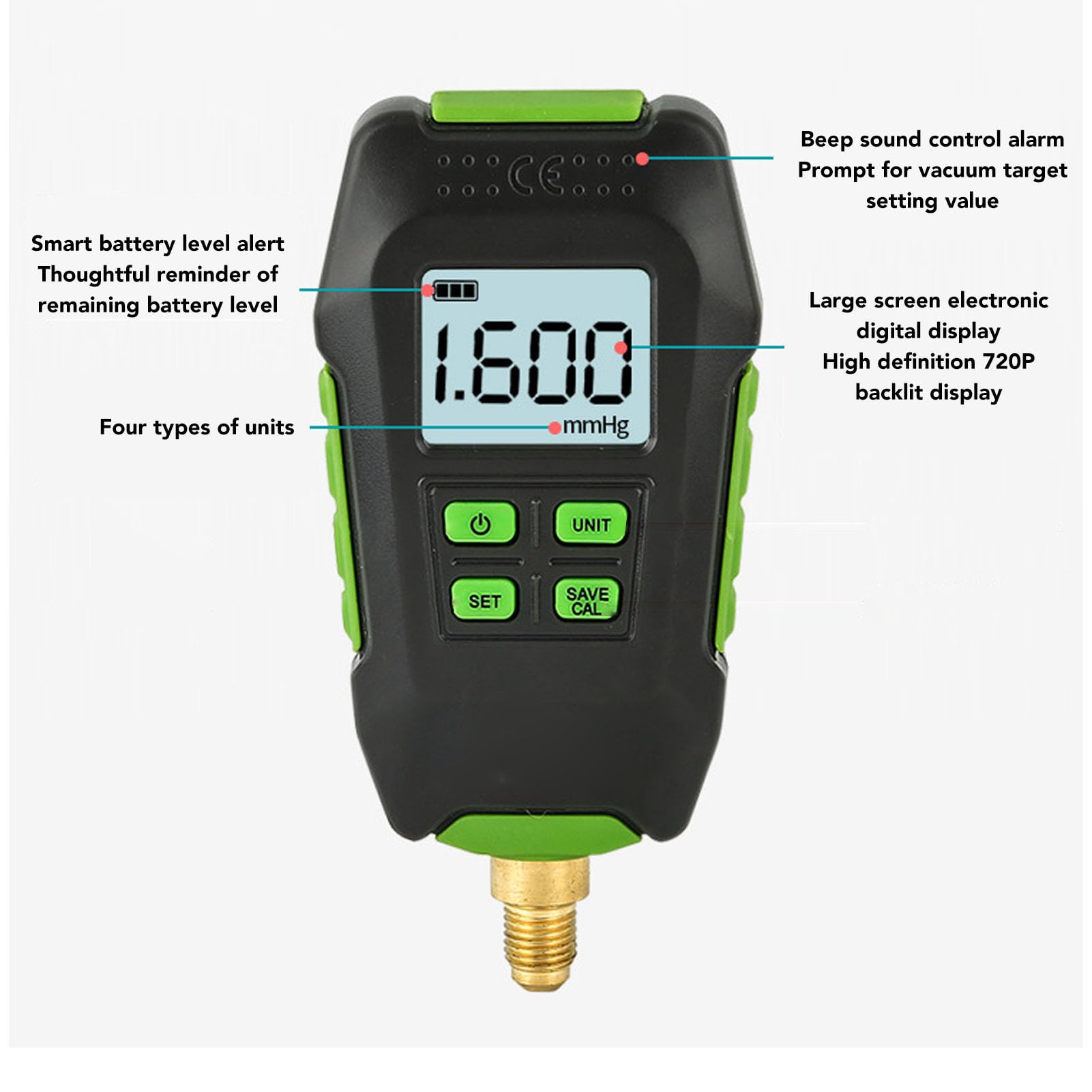 Jauge à Vide Numérique, Testeur de Jauge à Vide Micronique HVAC 0 à 10 000 Pa avec écran rétroéclairé, Ensemble de Micromètres à Vide Numérique pour Environnement Atmosphérique