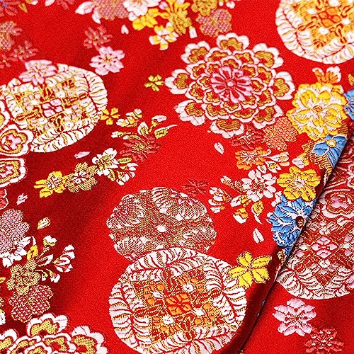 Brocart traditionnel chinois rouge et or au mètre pour couture de ceinture et décoration
